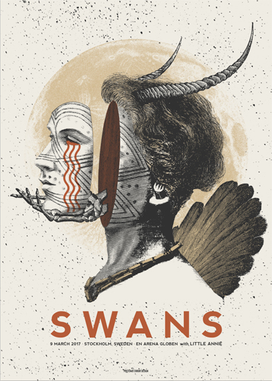 Xavi Forné, urban art gallery buy street art screenprint poster art of rock Swans