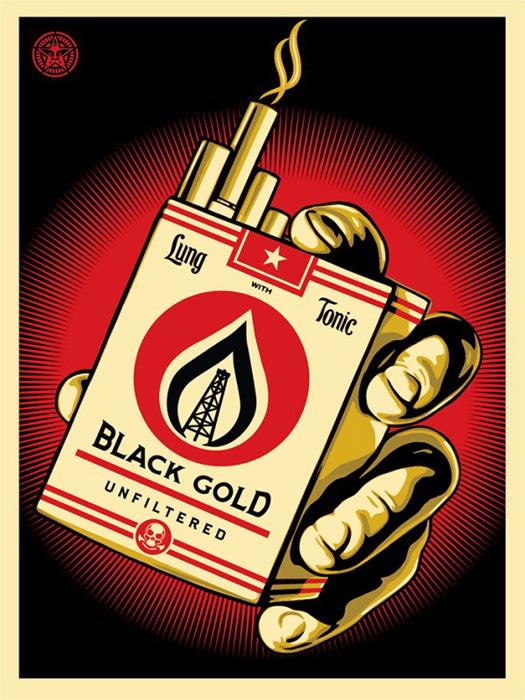 Shepard Fairey Obey silkscreen Siebdruck 2015 black gold