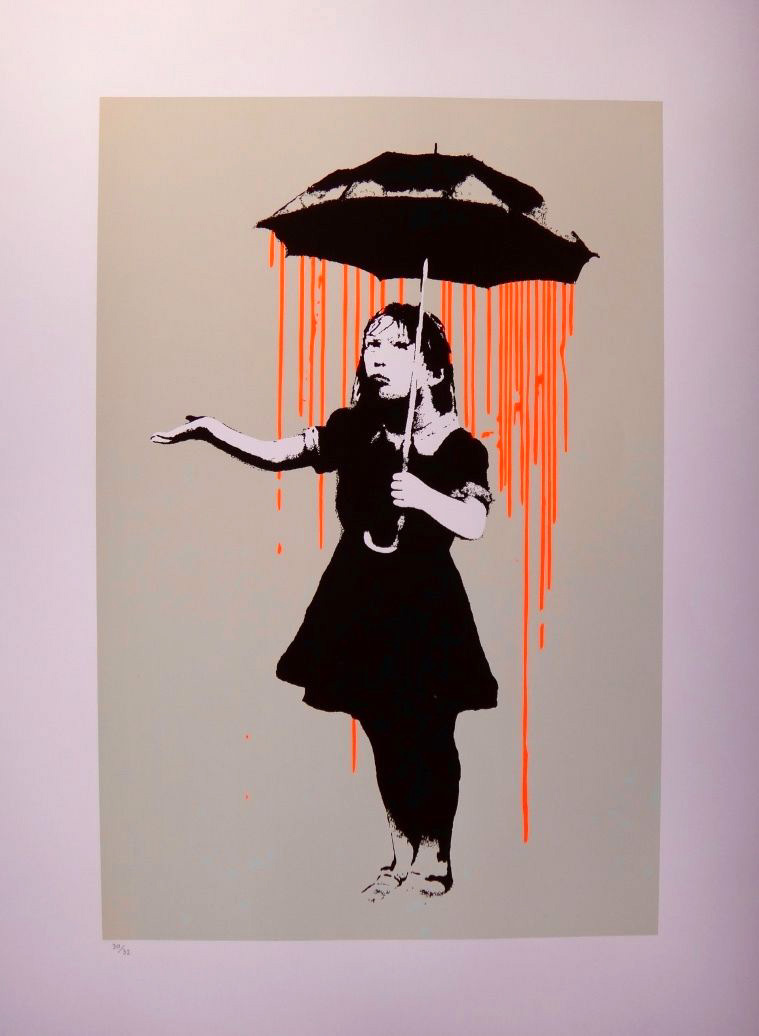 Banksy - screenprint serigraph Nola - original orange colorway after urbanart