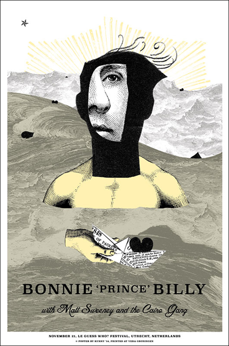 Kunny van der Ploeg siebdruck Bonnie 'Prince' Billy screenprint art of rock concertposter
