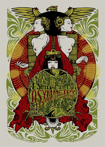 Malleus Asymmetry 2010 silkscreen siebdruck concertposter poster prints art prints rock art dark nouvou