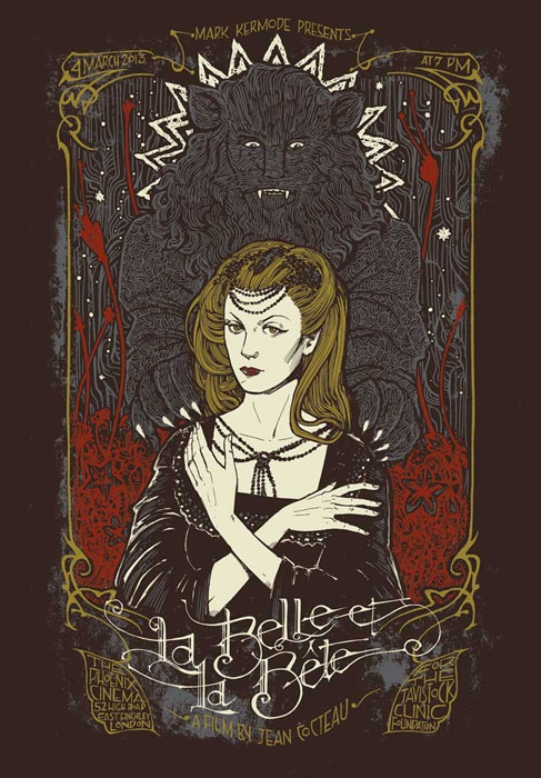 Malleus La Belle et la bete silkscreen siebdruck concertposter poster prints art prints rock art dark nouvou