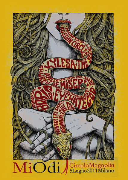 Malleus miodi 2011 silkscreen siebdruck concertposter poster prints art prints rock art dark nouvou