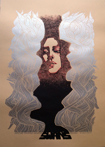 Malleus swans milano silkscreen siebdruck concertposter poster prints art prints rock art dark nouvou