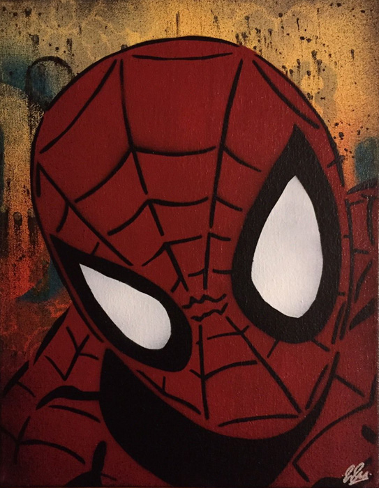 Marvel Spider-Man Chris Cleveland   Spray-Gemälde auf Leinwand - signed spray paint