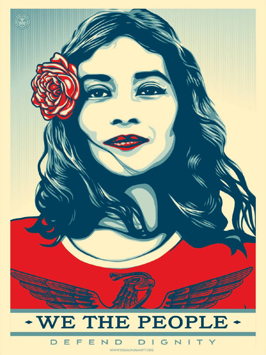 Shepard Fairey Obey offset lithograph 2017 defend dignity