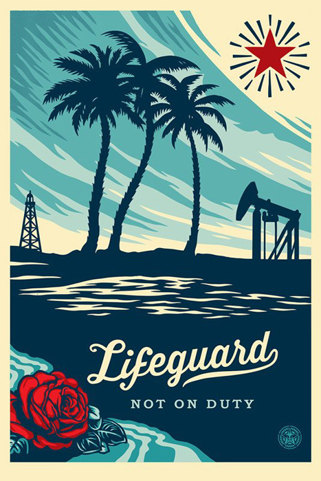 Shepard Fairey Obey offset print 2016 lifeguard not on duty