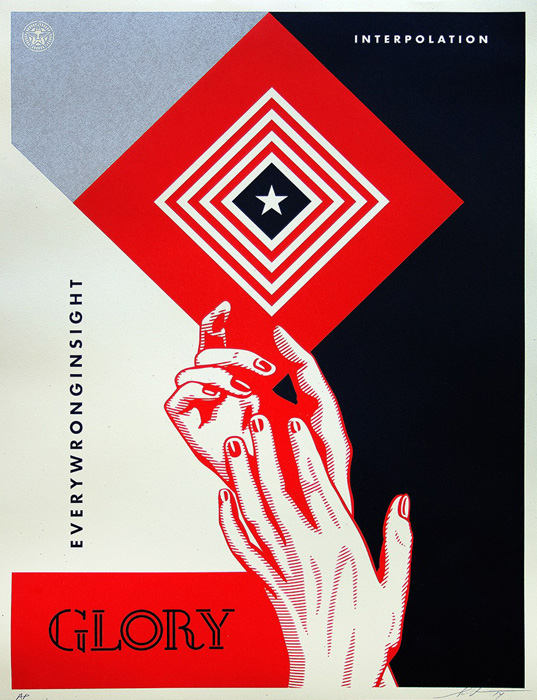 Shepard Fairey Obey silkscreen Siebdruck 2014 interpolation diptych poster