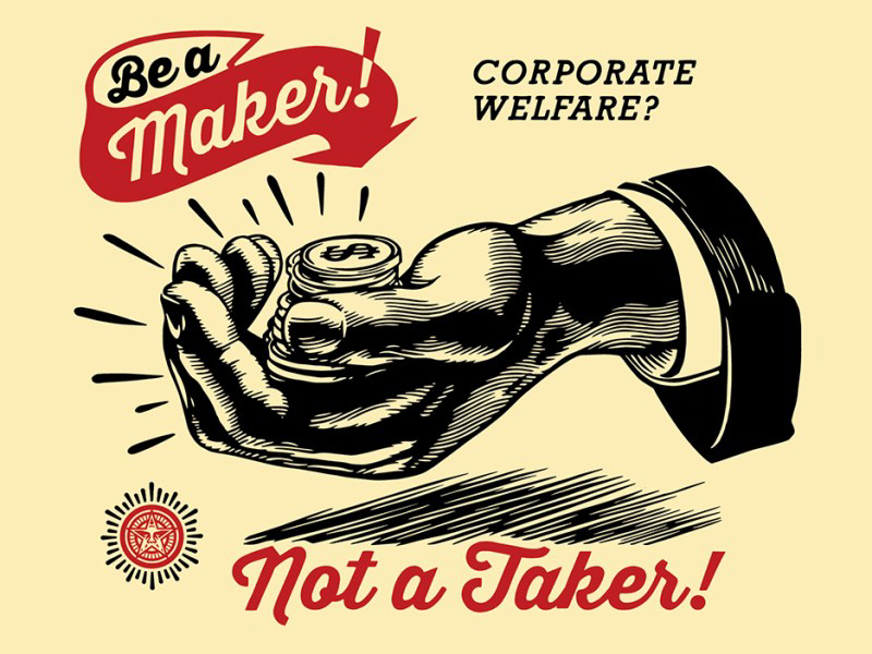 Shepard Fairey Obey silkscreen Siebdruck 2015 corporate welfare