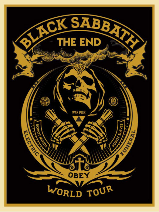 Shepard Fairey Obey silkscreen Siebdruck 2016 black sabbath gold poster