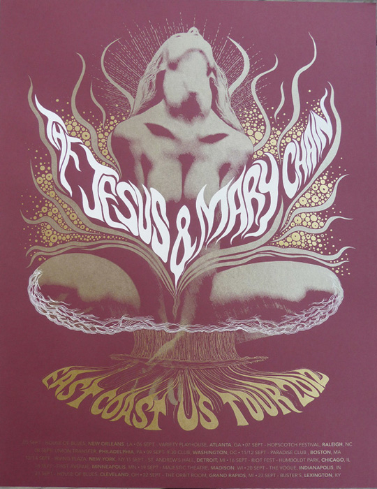 Mishka Westell jesus and the mary chain silkscreen Siebdruck Poster art of rock psychodelic art