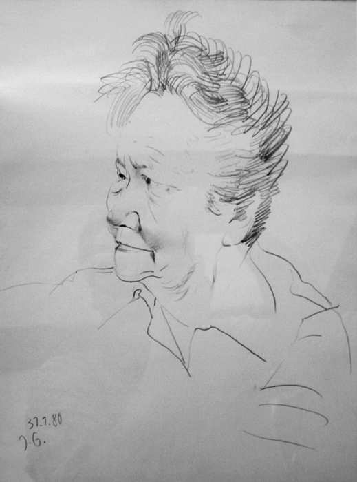 original Bleistiftzeichnung Johannes Grützke Unikat Portrait