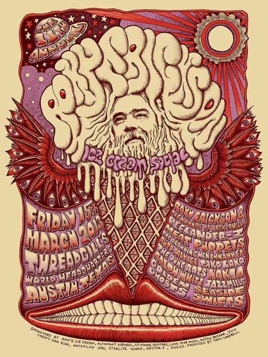 Mishka Westell roky erickson ice cream socia silkscreen Siebdruck Poster art of rock psychodelic art