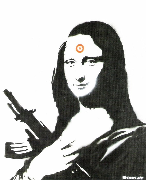 Mona Lisa with Ak 47 Banksy after Nachdruck Reproduktion Serigrafie Giclee