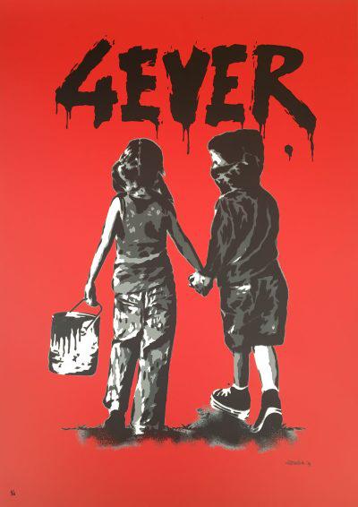 ALESSIO B 4EVER BLACK EDITION art gallery buy street art screenprint poster art of rock