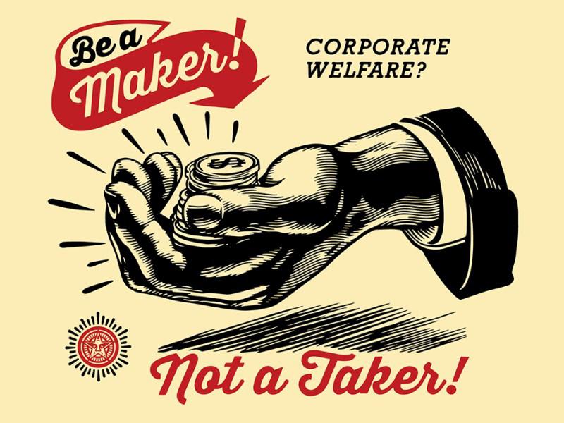 Shepard Fairey Obey silkscreen Siebdruck 2015 corporate welfare poster