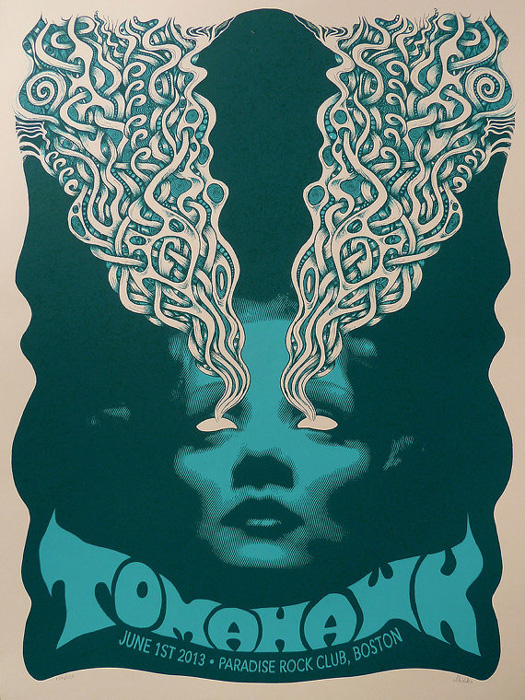 Mishka Westell tomahawk silkscreen Siebdruck Poster art of rock psychodelic art